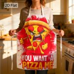 1pc Pizza Lover Angry Pepperoni Slice Pun Graphic Chef Apron Bold Print Funny Humorous 27 X 22 Inch(68 X 55cm) Kitchen Apron Funny Unisex Comfortable Fade Resistant for Cooking Party Home Chef