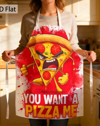 1pc Pizza Lover Angry Pepperoni Slice Pun Graphic Chef Apron Bold Print Funny Humorous 27 X 22 Inch(68 X 55cm) Kitchen Apron Funny Unisex Comfortable Fade Resistant for Cooking Party Home Chef