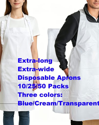 Extra Long And Extra Thick Aprons 10u002F25u002F50 Packs Disposable Non-Woven PE Film Adult Bib Aprons, Waterproof And Oil-Proof Composite Apron (For Seniors), 42.5