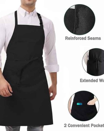 Heavy-Duty Waterproof Apron with 2 Pockets - Adjustable Chef Apron for Men & Women, Plastic Waiteru002FChef Apron with Spill &, Ideal, Restaurants, Catering Events (Black)