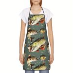 Soft and Clean Kitchen Apron Funny Mary& Tracy Walleye, Pike, and Bluegill Chef Apron- Unisex Kitchen Bib for Cooking, Baking, Gardening, and Outdoor Grilling, Outdoor Cooking Apparel|Humorous Design|Durable Kitchen 2D Flat Printing Reusable ZZTM16