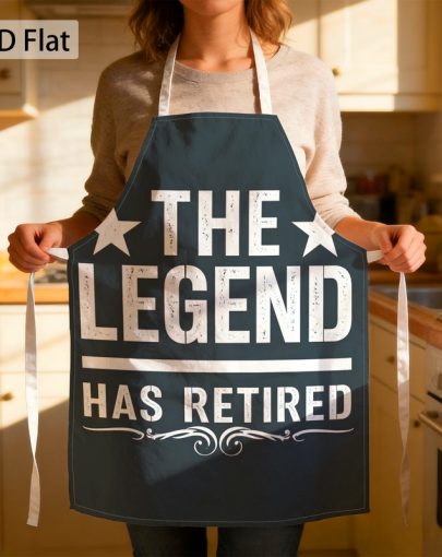 1pc Retirement Celebration The Legend Has Retired Graphic Chef Apron Funny Motivational Bold Print 27 X 22 Inch(68 X 55 Cm) Kitchen Apron Funny Unisex Comfortable Fade Resistant for Cooking Party Home Chef