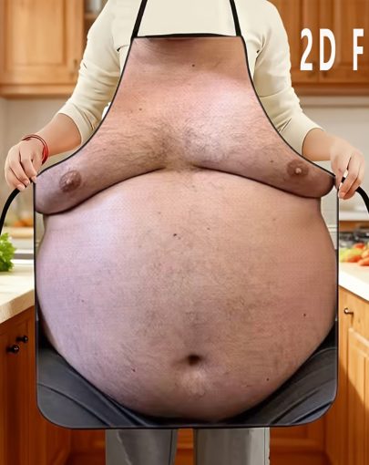 1pc of 2D Flat Close-up Printed Apron for Abdominal Obesity, Durable and Easy to Clean, Adjustable Waist Belt, Suitable for Both Men and Women, Perfect for Home Baking., 2D Flat